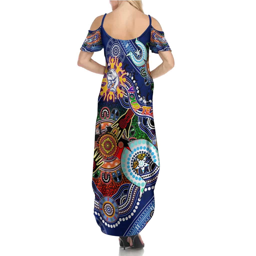 Custom NAIDOC Week 2024 Western Bulldogs Family Matching Summer Maxi Dress and Hawaiian Shirt Australia Aboriginal Dot Painting
