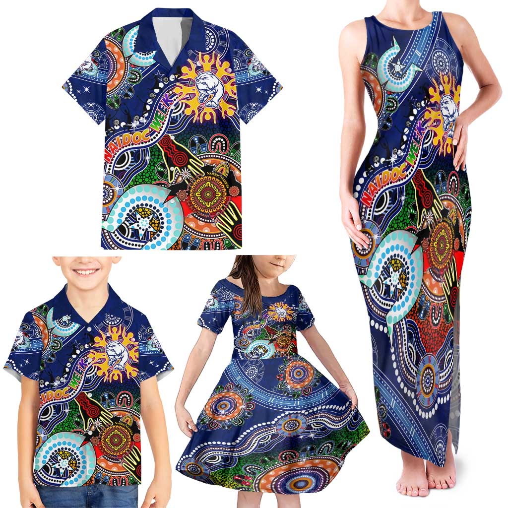 Custom NAIDOC Week 2024 Western Bulldogs Family Matching Tank Maxi Dress and Hawaiian Shirt Australia Aboriginal Dot Painting