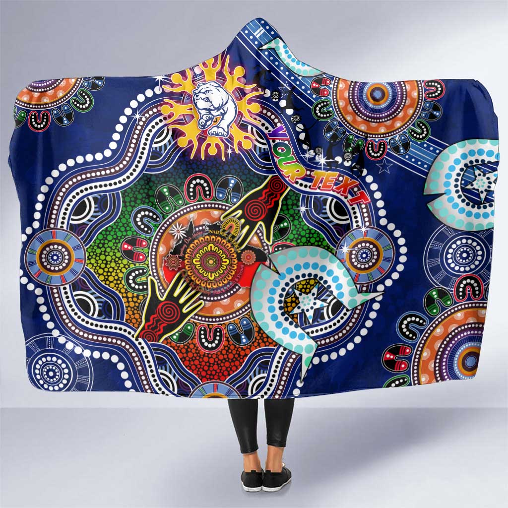 Custom NAIDOC Week 2024 Western Bulldogs Hooded Blanket Australia Aboriginal Dot Painting