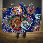 Custom NAIDOC Week 2024 Western Bulldogs Hooded Blanket Australia Aboriginal Dot Painting