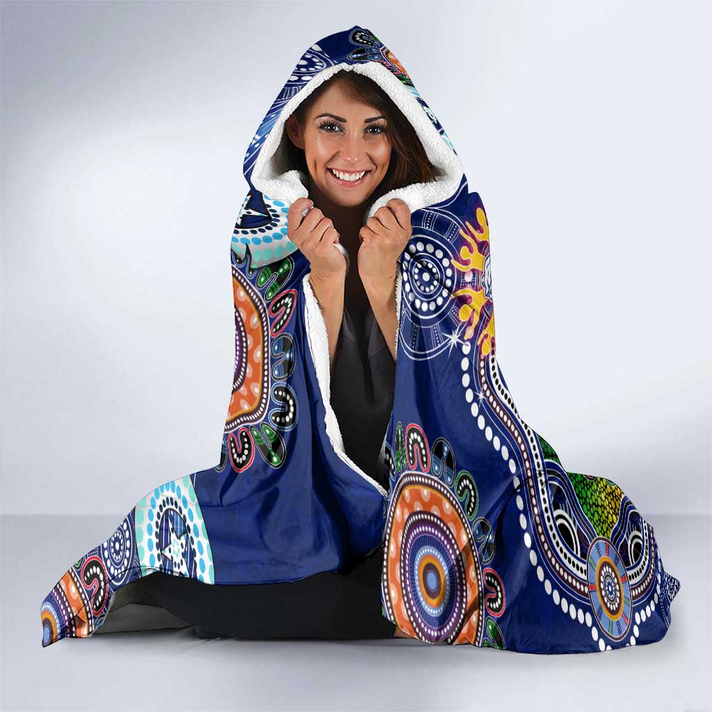 Custom NAIDOC Week 2024 Western Bulldogs Hooded Blanket Australia Aboriginal Dot Painting