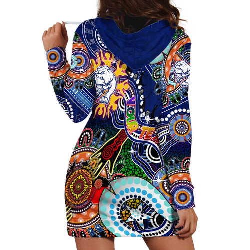 Custom NAIDOC Week 2024 Western Bulldogs Hoodie Dress Australia Aboriginal Dot Painting