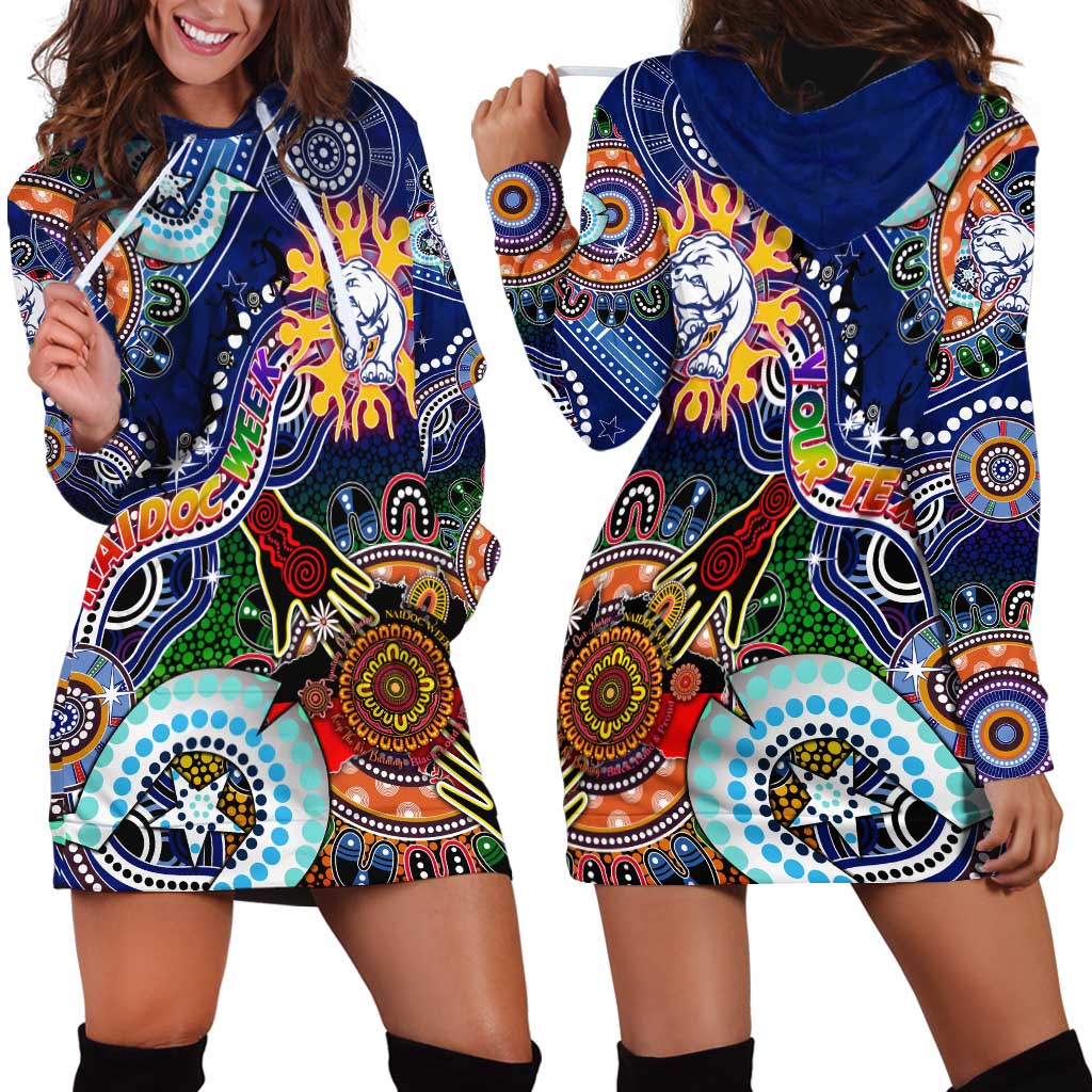 Custom NAIDOC Week 2024 Western Bulldogs Hoodie Dress Australia Aboriginal Dot Painting