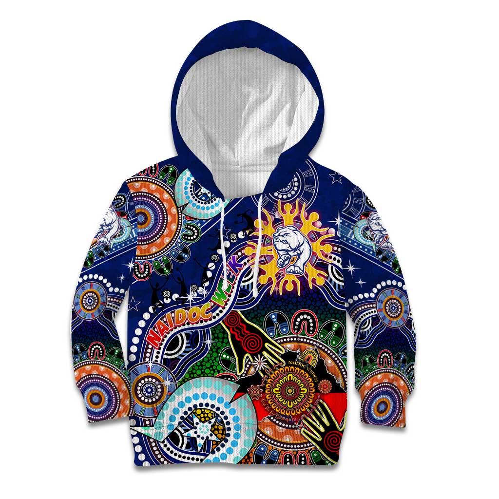 Custom NAIDOC Week 2024 Western Bulldogs Kid Hoodie Australia Aboriginal Dot Painting