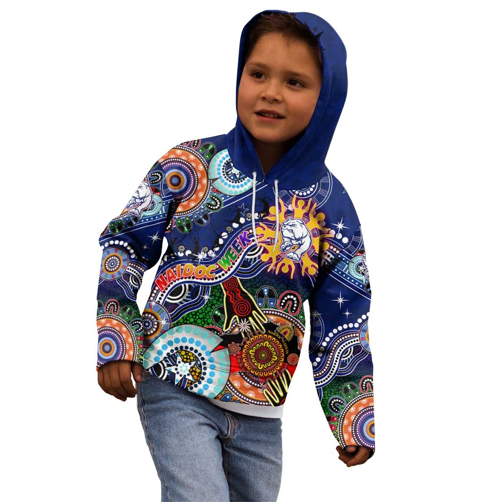 Custom NAIDOC Week 2024 Western Bulldogs Kid Hoodie Australia Aboriginal Dot Painting