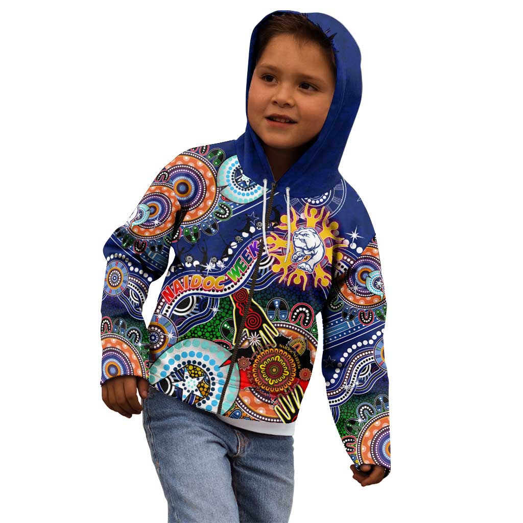 Custom NAIDOC Week 2024 Western Bulldogs Kid Hoodie Australia Aboriginal Dot Painting