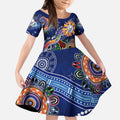 Custom NAIDOC Week 2024 Western Bulldogs Kid Short Sleeve Dress Australia Aboriginal Dot Painting