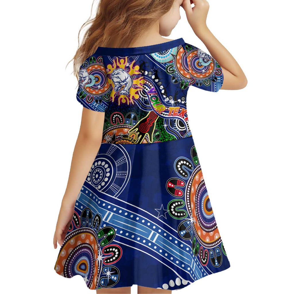 Custom NAIDOC Week 2024 Western Bulldogs Kid Short Sleeve Dress Australia Aboriginal Dot Painting