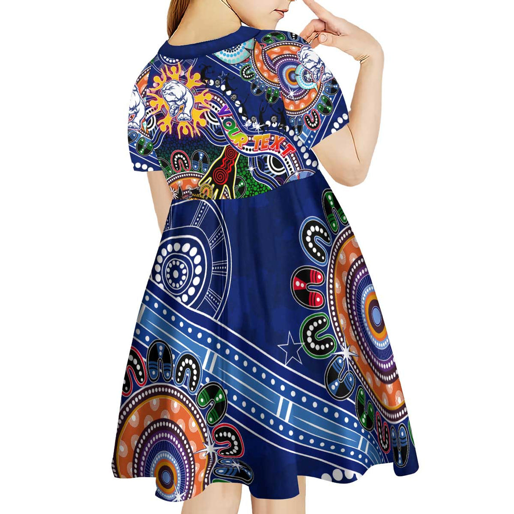 Custom NAIDOC Week 2024 Western Bulldogs Kid Short Sleeve Dress Australia Aboriginal Dot Painting