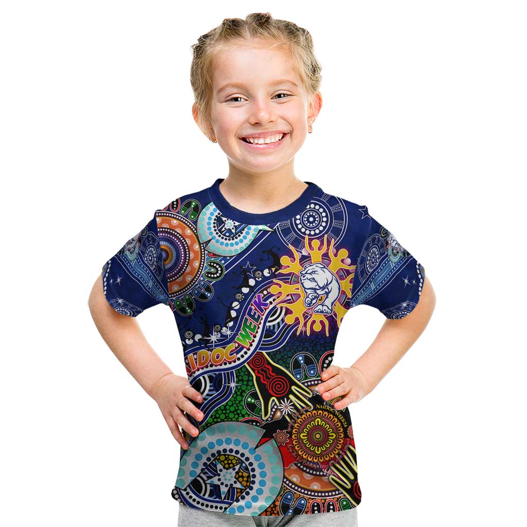 Custom NAIDOC Week 2024 Western Bulldogs Kid T Shirt Australia Aboriginal Dot Painting
