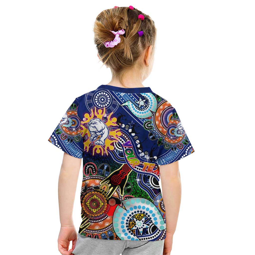 Custom NAIDOC Week 2024 Western Bulldogs Kid T Shirt Australia Aboriginal Dot Painting