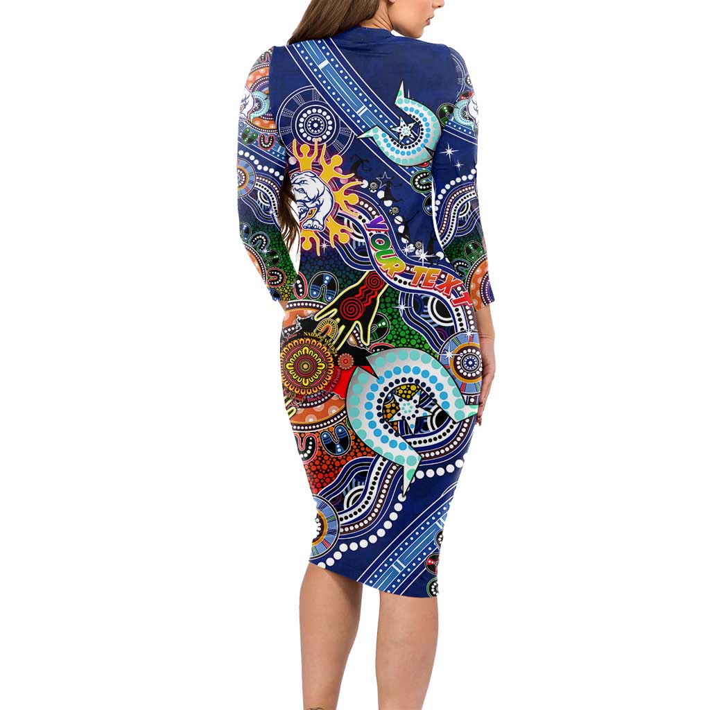 Custom NAIDOC Week 2024 Western Bulldogs Long Sleeve Bodycon Dress Australia Aboriginal Dot Painting