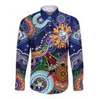 Custom NAIDOC Week 2024 Western Bulldogs Long Sleeve Button Shirt Australia Aboriginal Dot Painting
