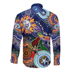 Custom NAIDOC Week 2024 Western Bulldogs Long Sleeve Button Shirt Australia Aboriginal Dot Painting