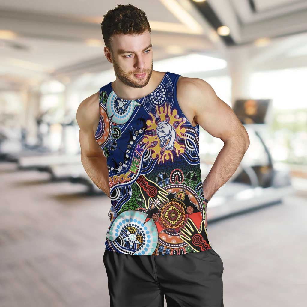 Custom NAIDOC Week 2024 Western Bulldogs Men Tank Top Australia Aboriginal Dot Painting