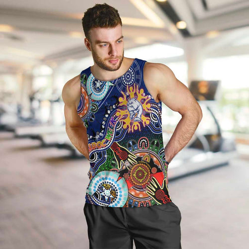 Custom NAIDOC Week 2024 Western Bulldogs Men Tank Top Australia Aboriginal Dot Painting