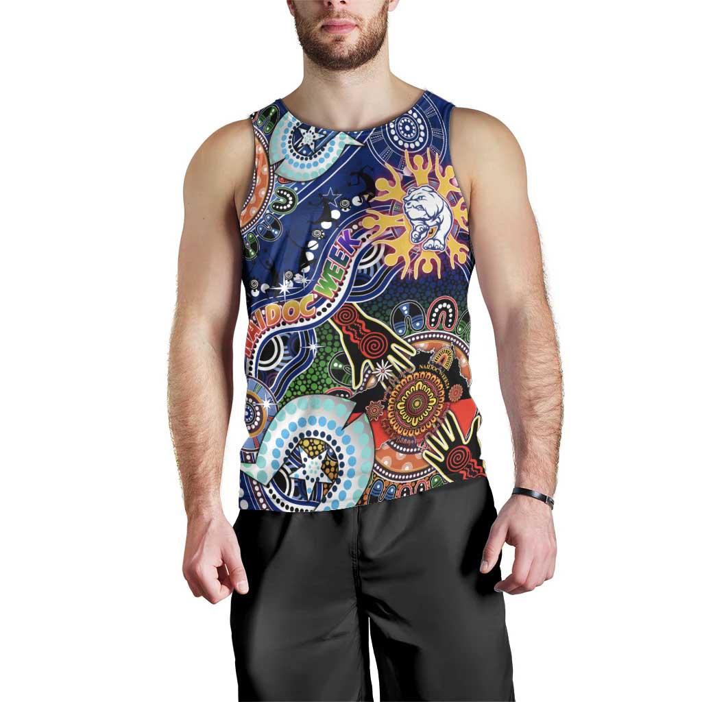 Custom NAIDOC Week 2024 Western Bulldogs Men Tank Top Australia Aboriginal Dot Painting