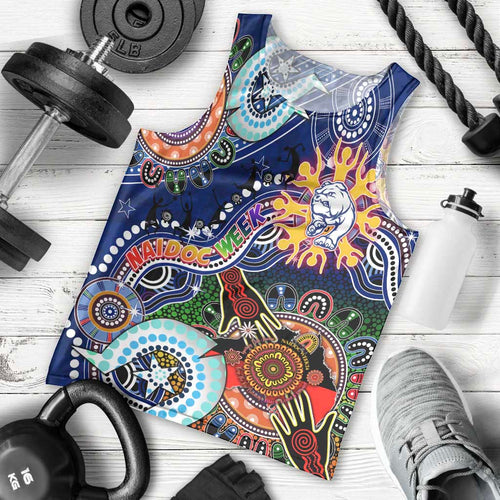 Custom NAIDOC Week 2024 Western Bulldogs Men Tank Top Australia Aboriginal Dot Painting