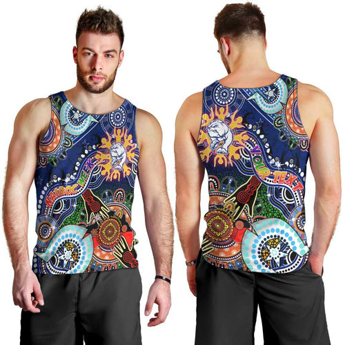 Custom NAIDOC Week 2024 Western Bulldogs Men Tank Top Australia Aboriginal Dot Painting