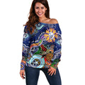 Custom NAIDOC Week 2024 Western Bulldogs Off Shoulder Sweater Australia Aboriginal Dot Painting
