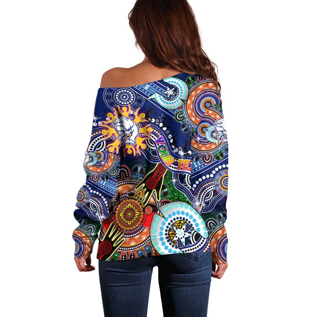 Custom NAIDOC Week 2024 Western Bulldogs Off Shoulder Sweater Australia Aboriginal Dot Painting