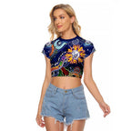 Custom NAIDOC Week 2024 Western Bulldogs Raglan Cropped T Shirt Australia Aboriginal Dot Painting