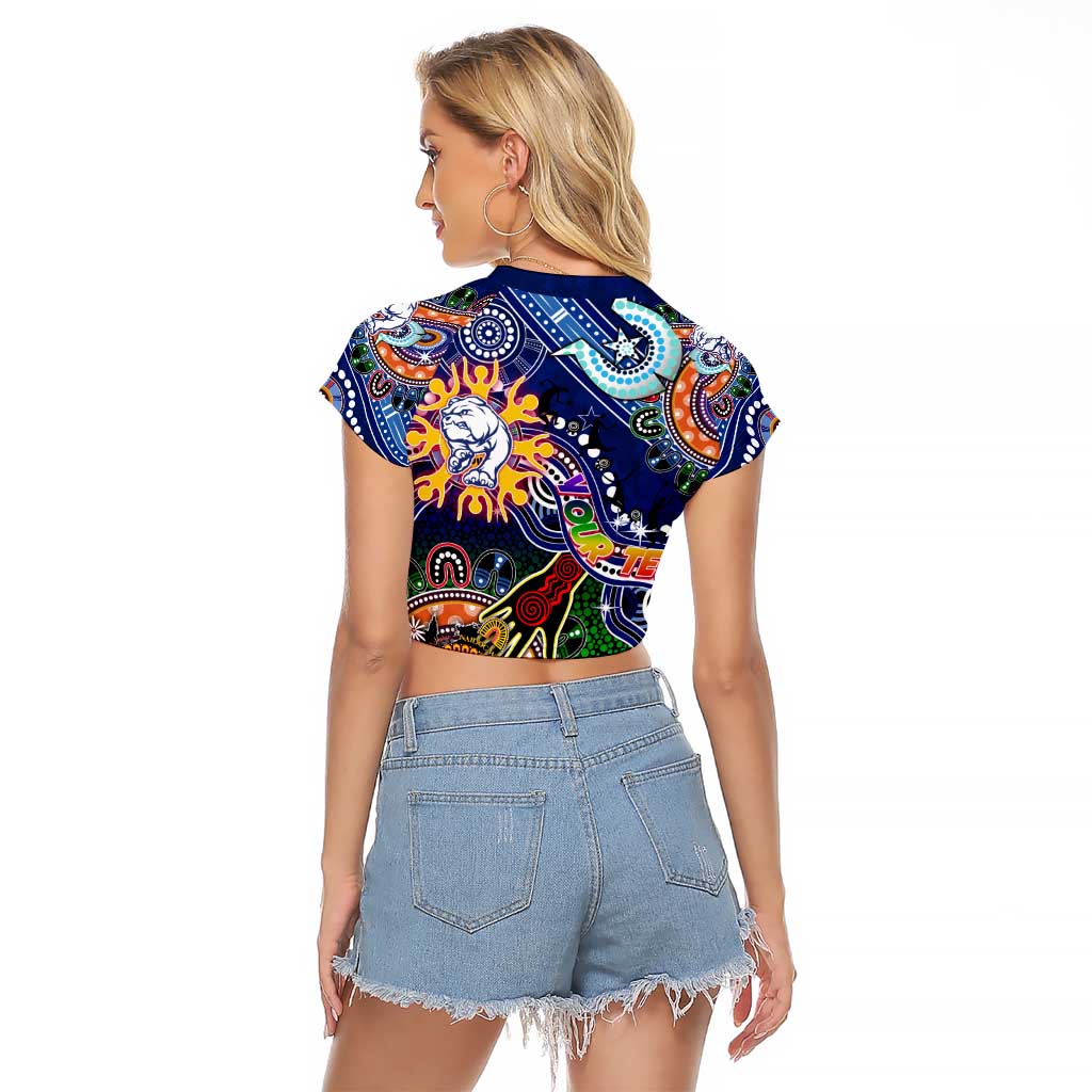 Custom NAIDOC Week 2024 Western Bulldogs Raglan Cropped T Shirt Australia Aboriginal Dot Painting