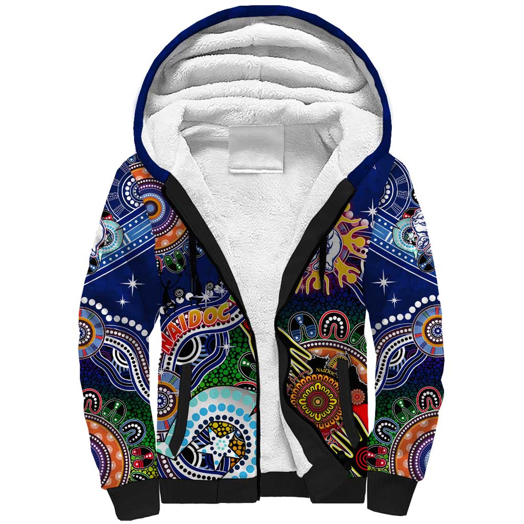 Custom NAIDOC Week 2024 Western Bulldogs Sherpa Hoodie Australia Aboriginal Dot Painting