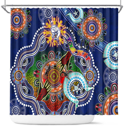 Custom NAIDOC Week 2024 Western Bulldogs Shower Curtain Australia Aboriginal Dot Painting