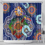 Custom NAIDOC Week 2024 Western Bulldogs Shower Curtain Australia Aboriginal Dot Painting