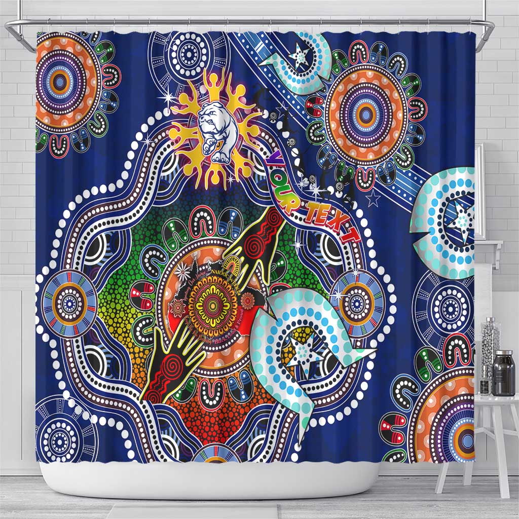 Custom NAIDOC Week 2024 Western Bulldogs Shower Curtain Australia Aboriginal Dot Painting