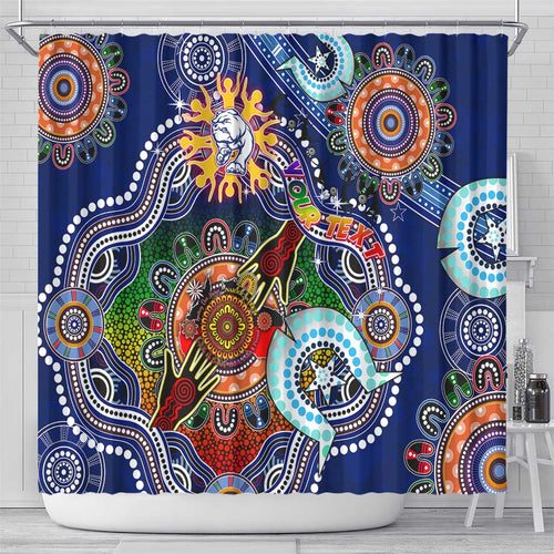 Custom NAIDOC Week 2024 Western Bulldogs Shower Curtain Australia Aboriginal Dot Painting