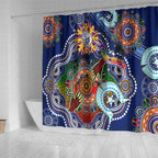 Custom NAIDOC Week 2024 Western Bulldogs Shower Curtain Australia Aboriginal Dot Painting