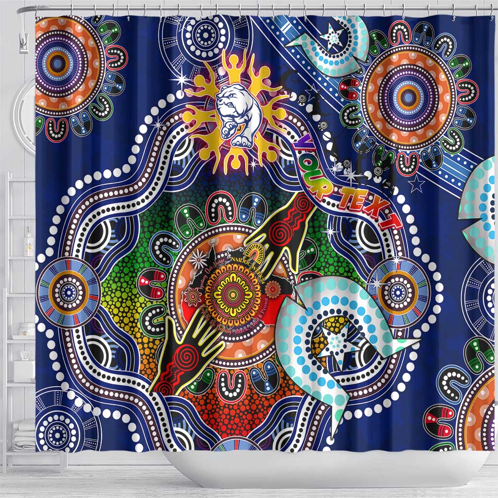 Custom NAIDOC Week 2024 Western Bulldogs Shower Curtain Australia Aboriginal Dot Painting