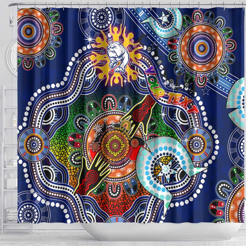 Custom NAIDOC Week 2024 Western Bulldogs Shower Curtain Australia Aboriginal Dot Painting