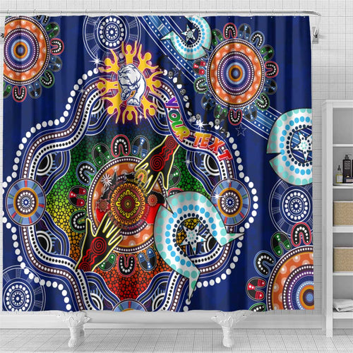 Custom NAIDOC Week 2024 Western Bulldogs Shower Curtain Australia Aboriginal Dot Painting