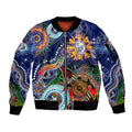 Custom NAIDOC Week 2024 Western Bulldogs Sleeve Zip Bomber Jacket Australia Aboriginal Dot Painting