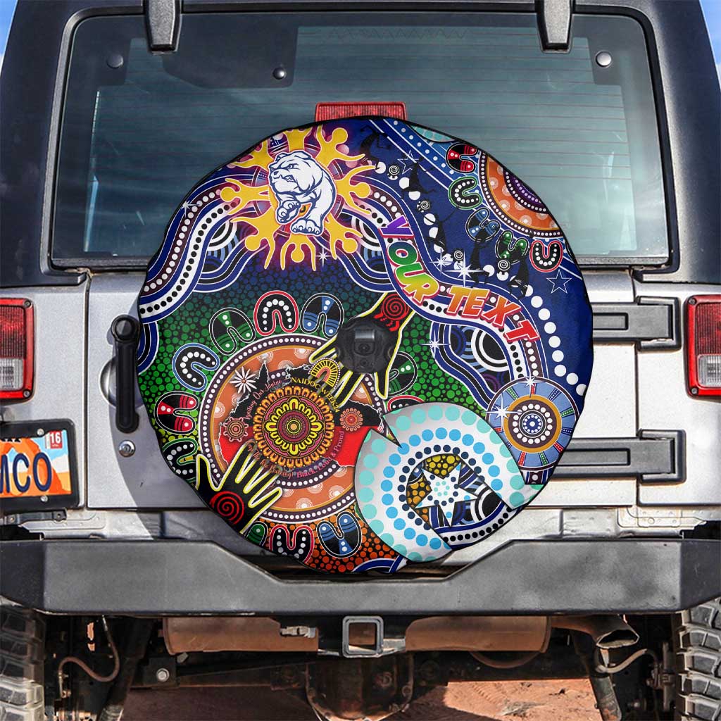 Custom NAIDOC Week 2024 Western Bulldogs Spare Tire Cover Australia Aboriginal Dot Painting