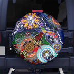 Custom NAIDOC Week 2024 Western Bulldogs Spare Tire Cover Australia Aboriginal Dot Painting