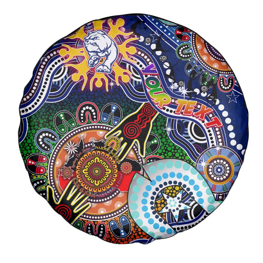 Custom NAIDOC Week 2024 Western Bulldogs Spare Tire Cover Australia Aboriginal Dot Painting