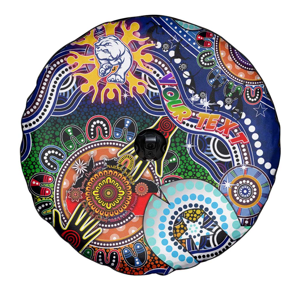 Custom NAIDOC Week 2024 Western Bulldogs Spare Tire Cover Australia Aboriginal Dot Painting