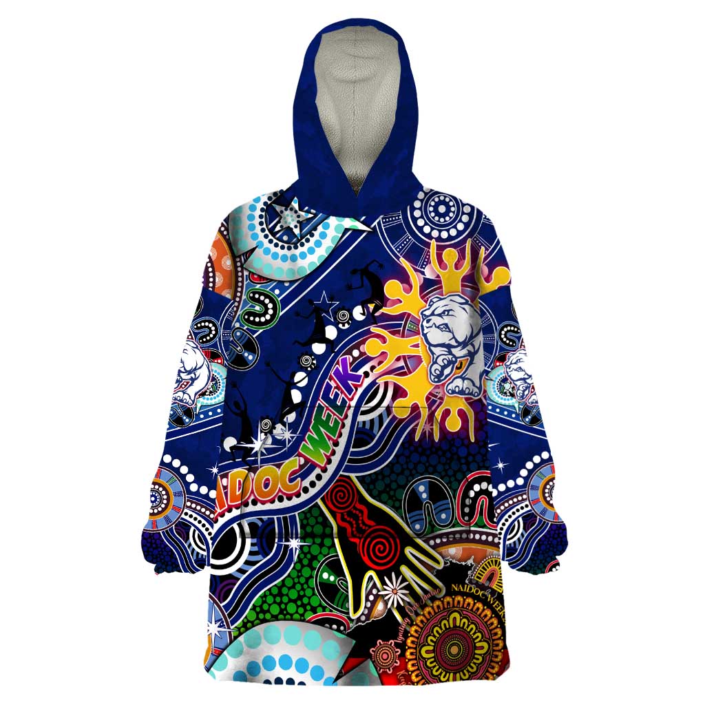 Custom NAIDOC Week 2024 Western Bulldogs Wearable Blanket Hoodie Australia Aboriginal Dot Painting