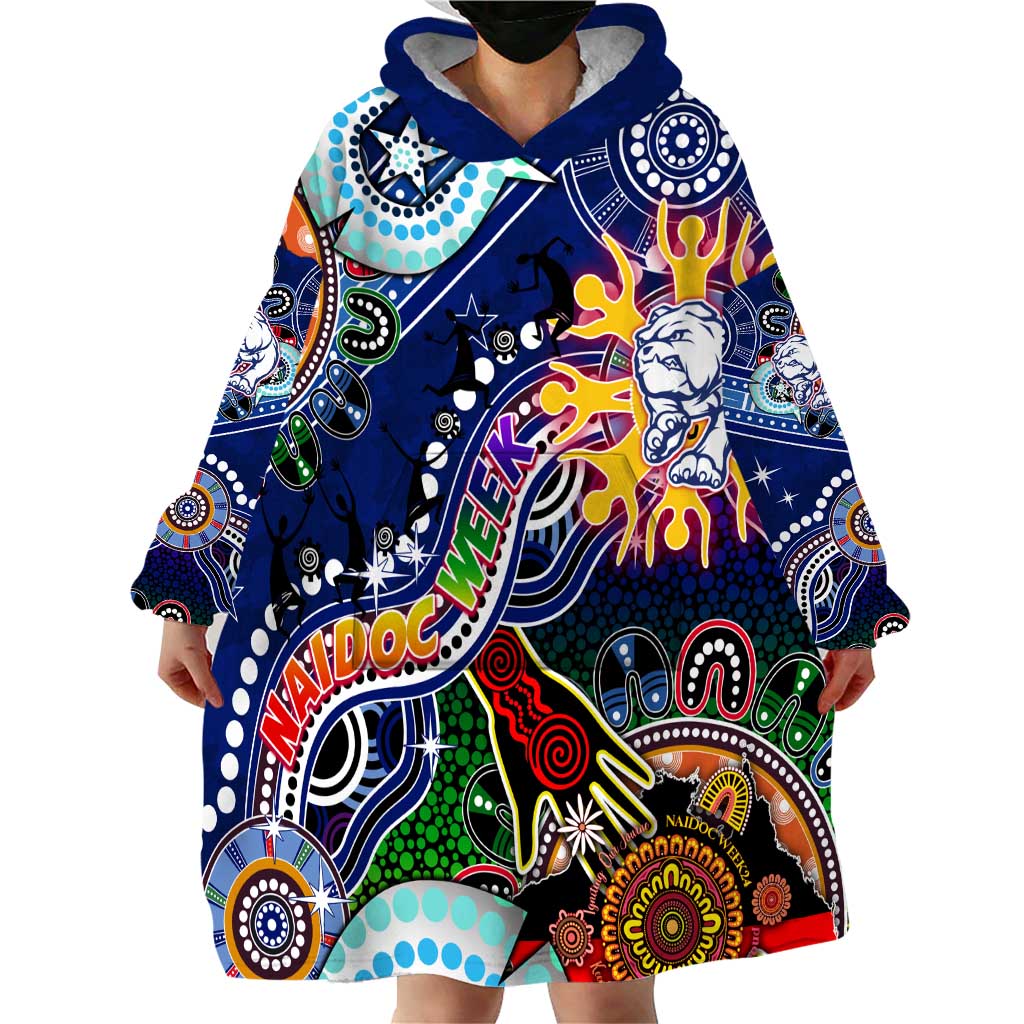 Custom NAIDOC Week 2024 Western Bulldogs Wearable Blanket Hoodie Australia Aboriginal Dot Painting