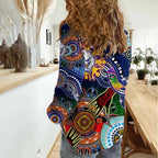 Custom NAIDOC Week 2024 Western Bulldogs Women Casual Shirt Australia Aboriginal Dot Painting