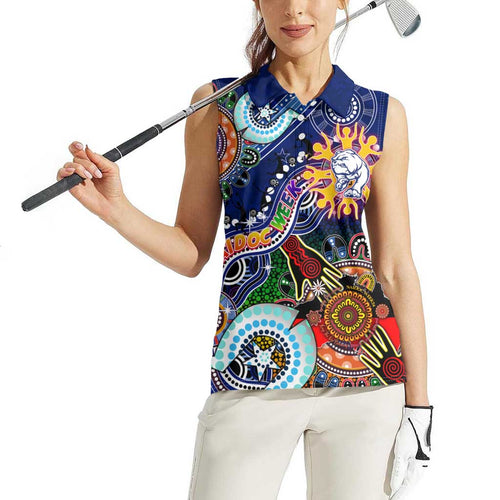 Custom NAIDOC Week 2024 Western Bulldogs Women Sleeveless Polo Shirt Australia Aboriginal Dot Painting