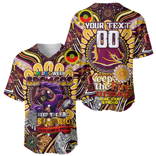 Custom NAIDOC Week 2024 Broncos Baseball Jersey Mascot Rugby