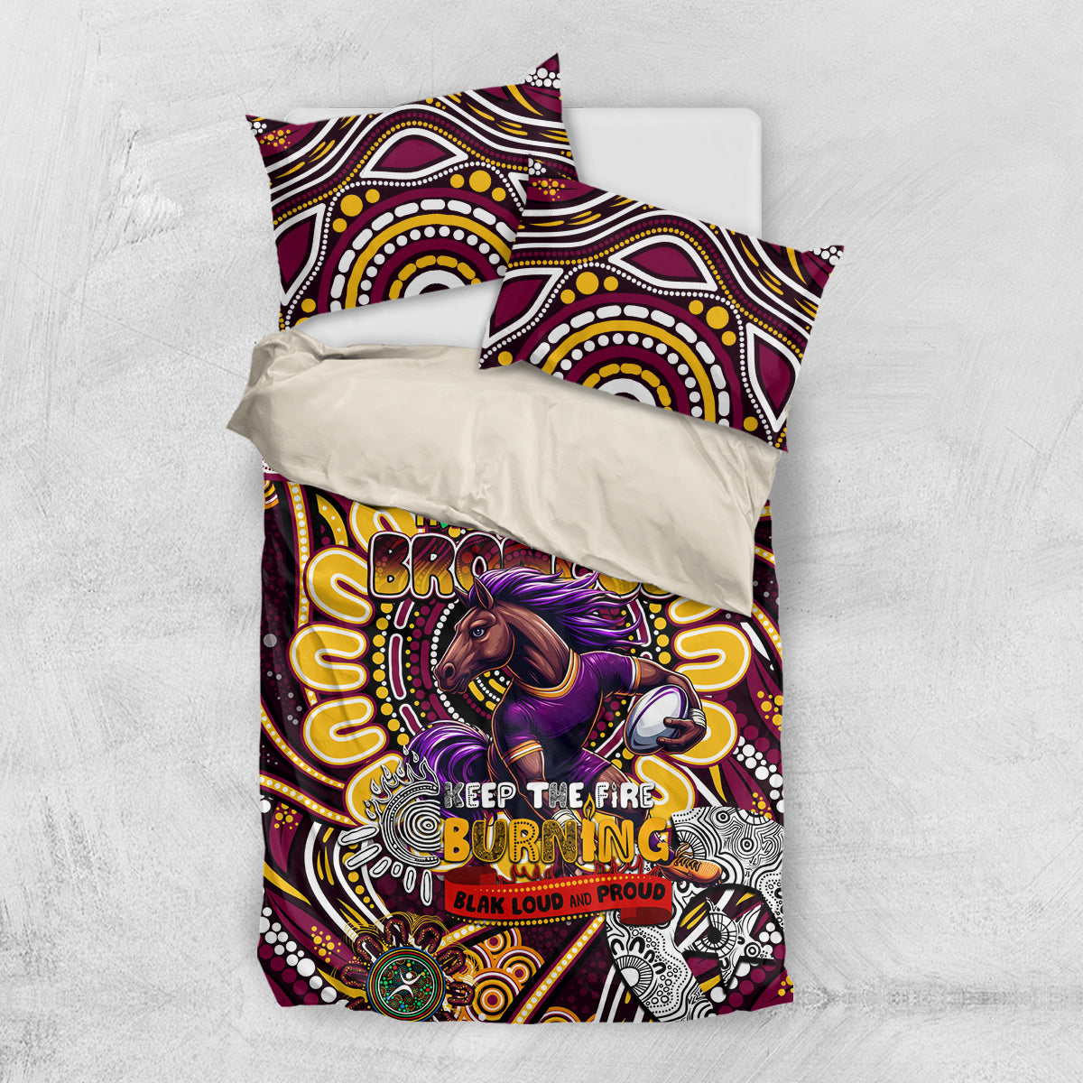NAIDOC Week 2024 Broncos Bedding Set Mascot Rugby