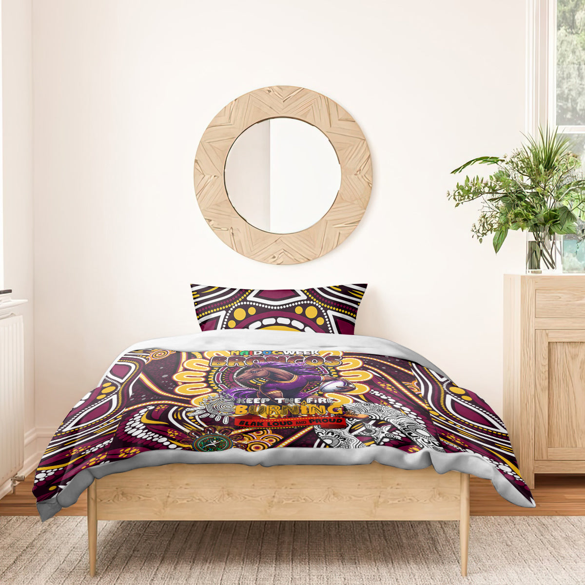 NAIDOC Week 2024 Broncos Bedding Set Mascot Rugby