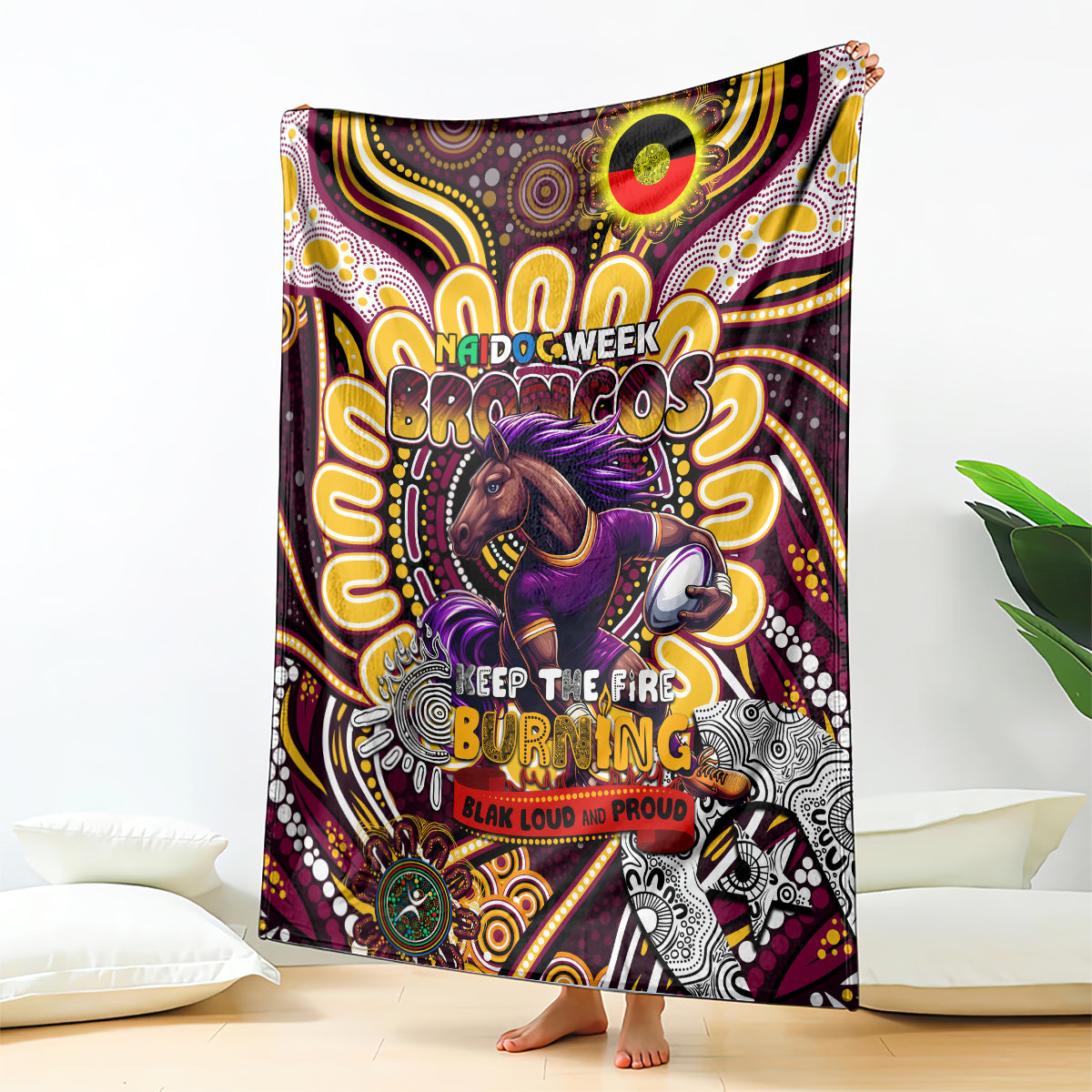 NAIDOC Week 2024 Broncos Blanket Mascot Rugby