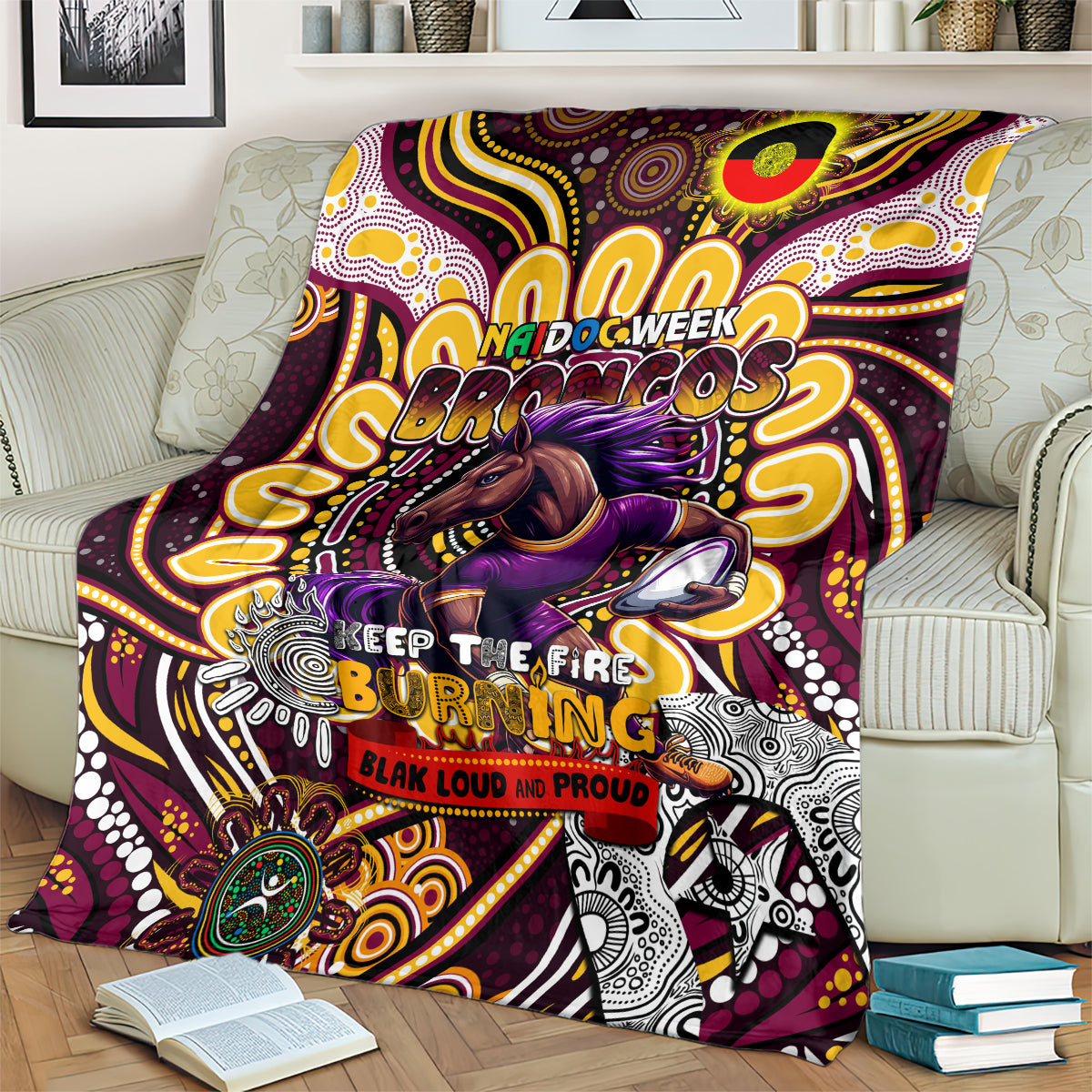 NAIDOC Week 2024 Broncos Blanket Mascot Rugby